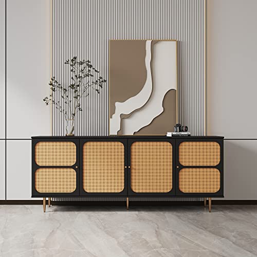 Rattan Sideboard Buffet Cabinet with Adjustable Shelf O51195
