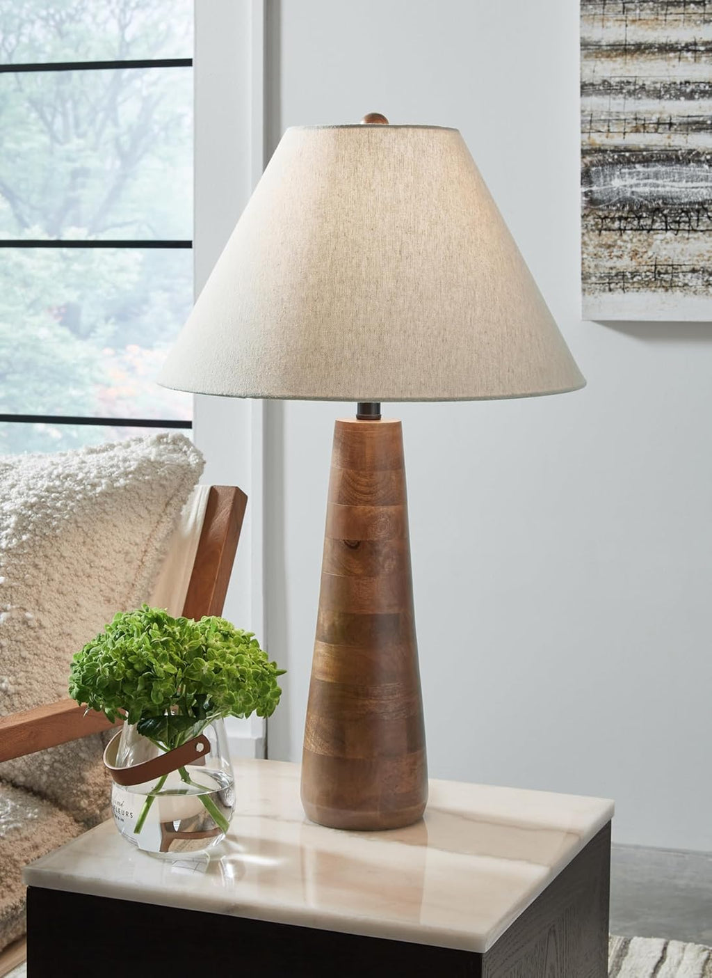 Light Brown Wood Table Lamp with 3-Way Switch A160798