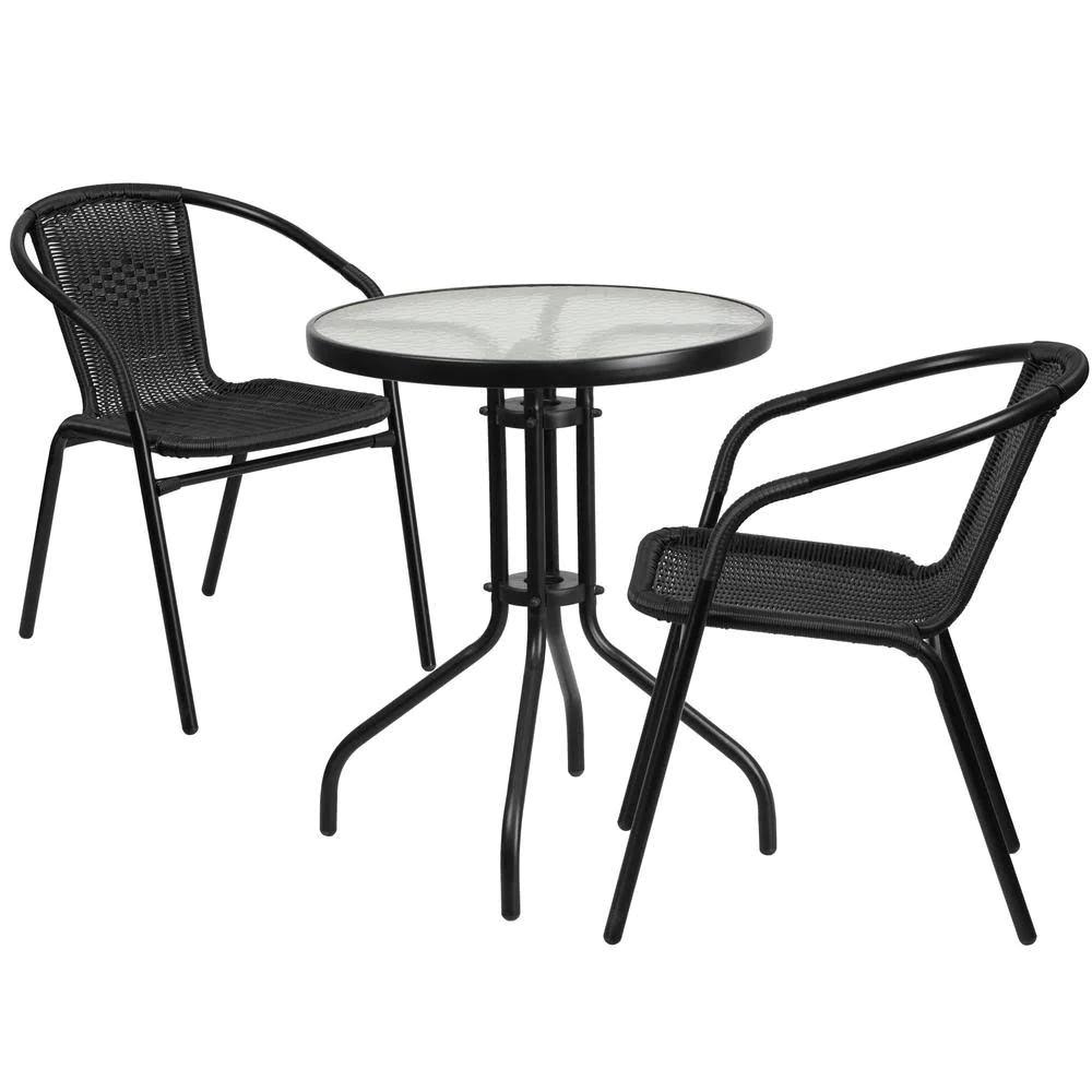 3-Piece Glass Round Outdoor Bistro Set F4468