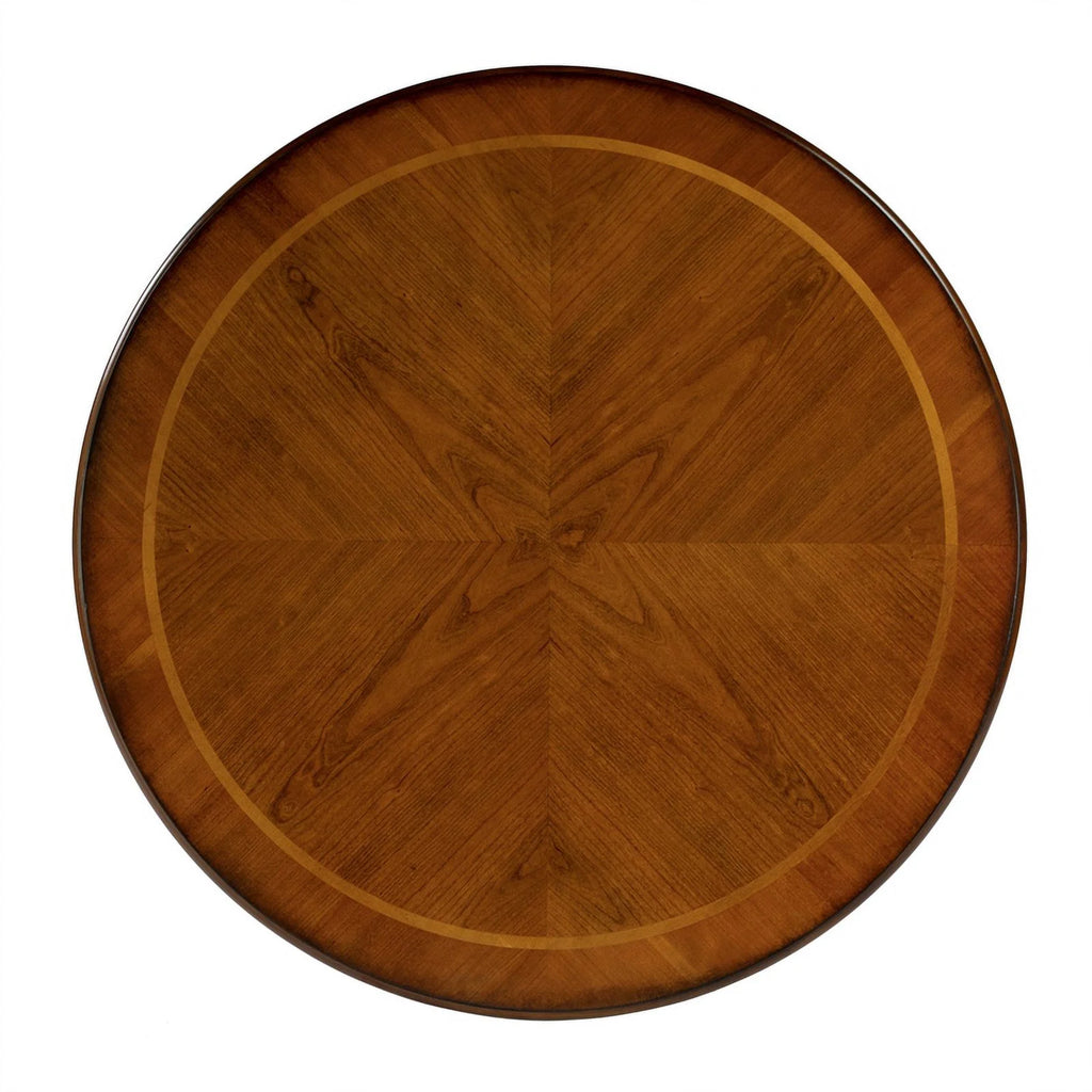 Brown Ribbed Wood Pedestal Foyer Table L995