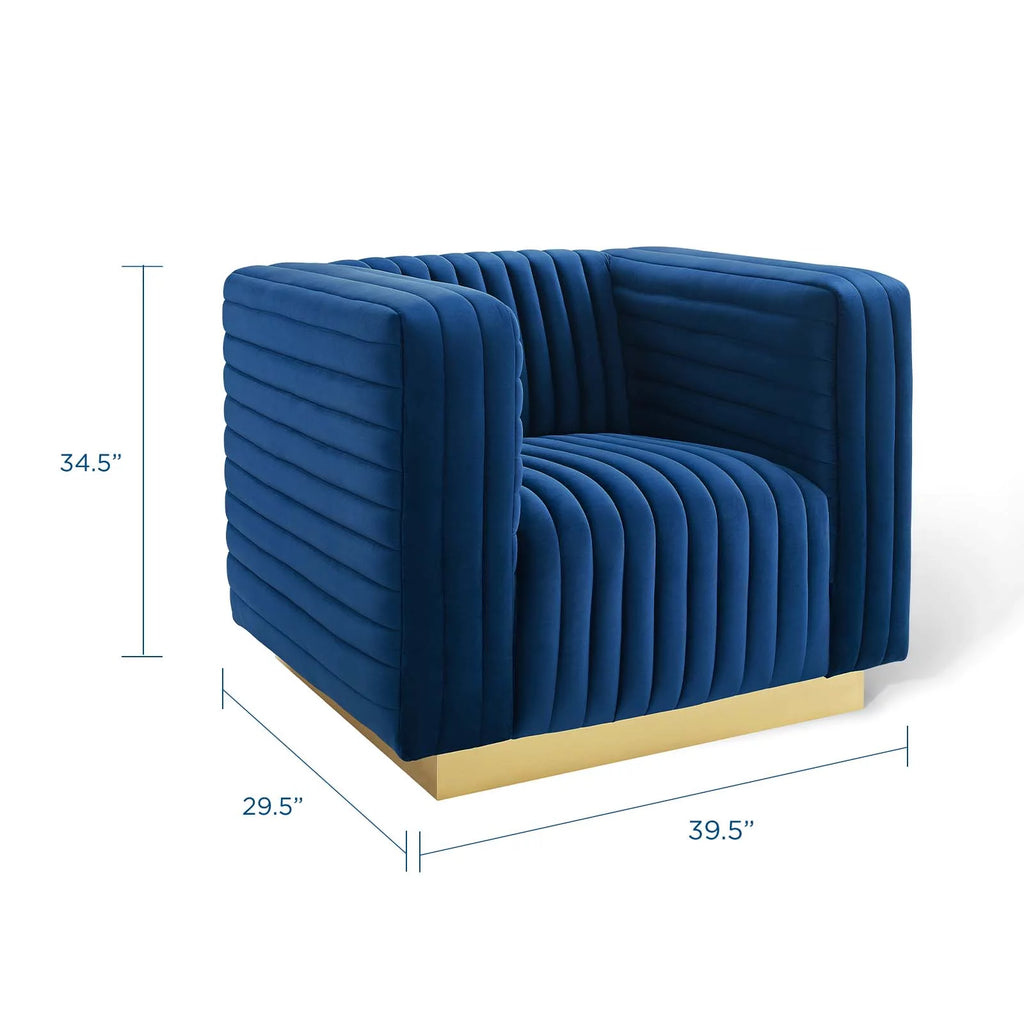 Navy Velvet Accent Armchair R77666