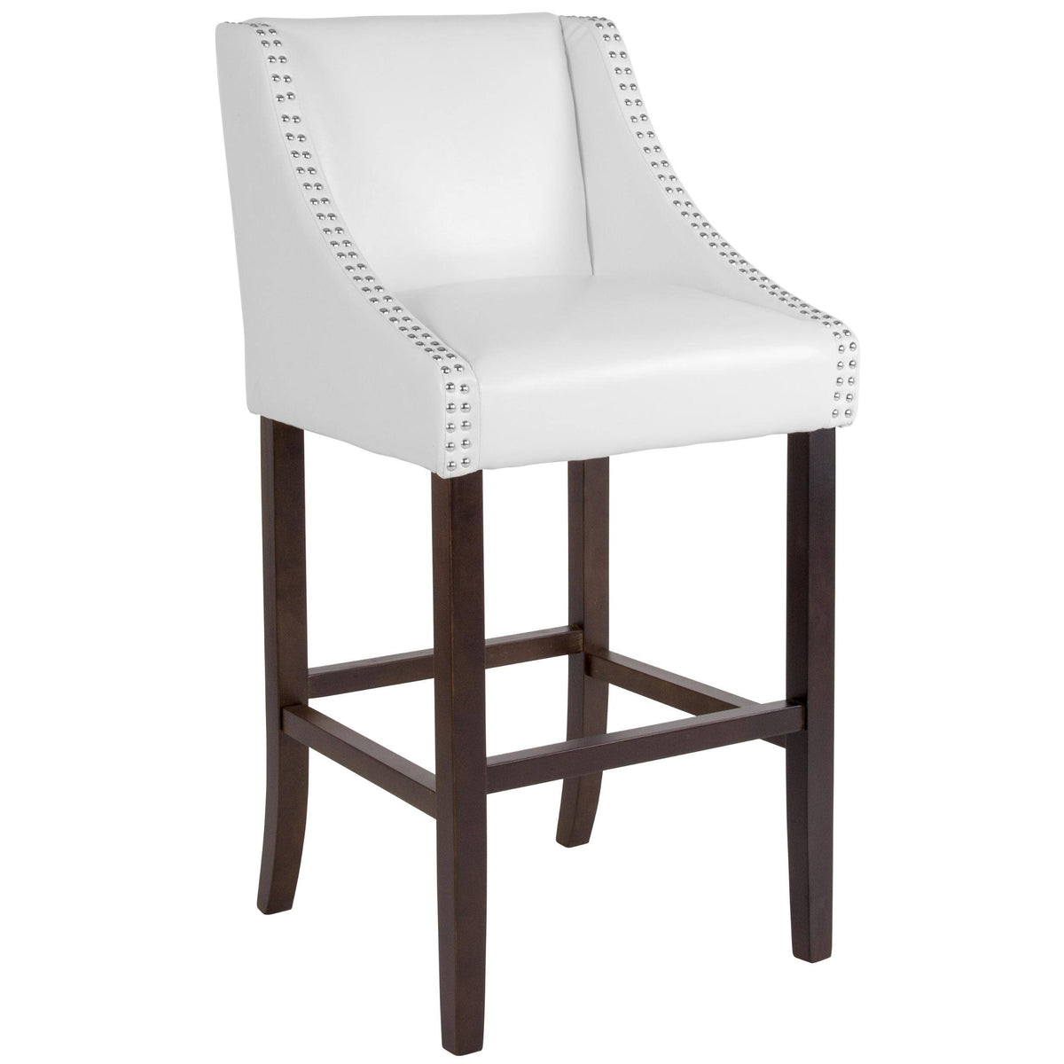Brown Leather Barstool with Nail Trim Z65545