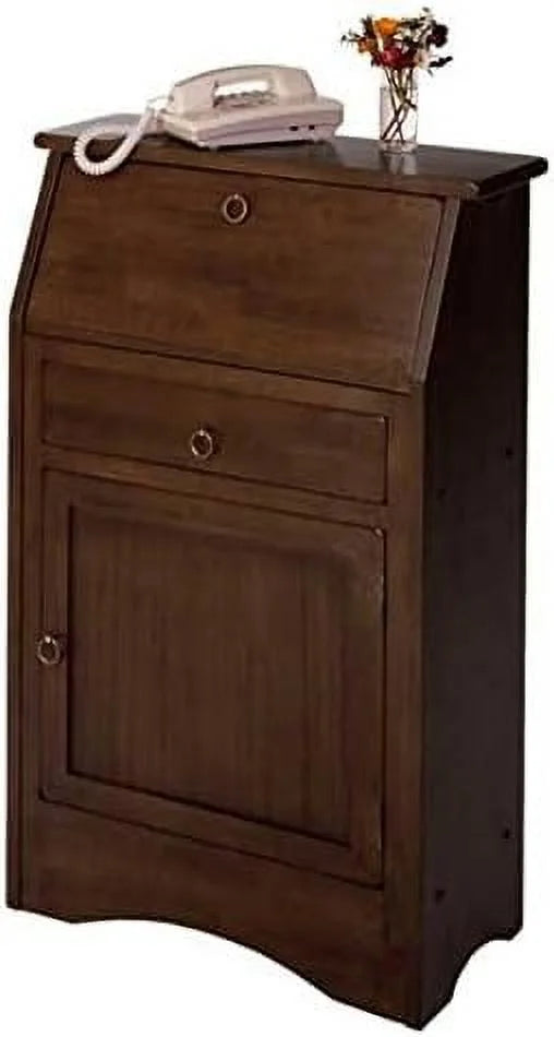 Walnut Finish Secretary Desk with Cabinet Door and Shelves B689606