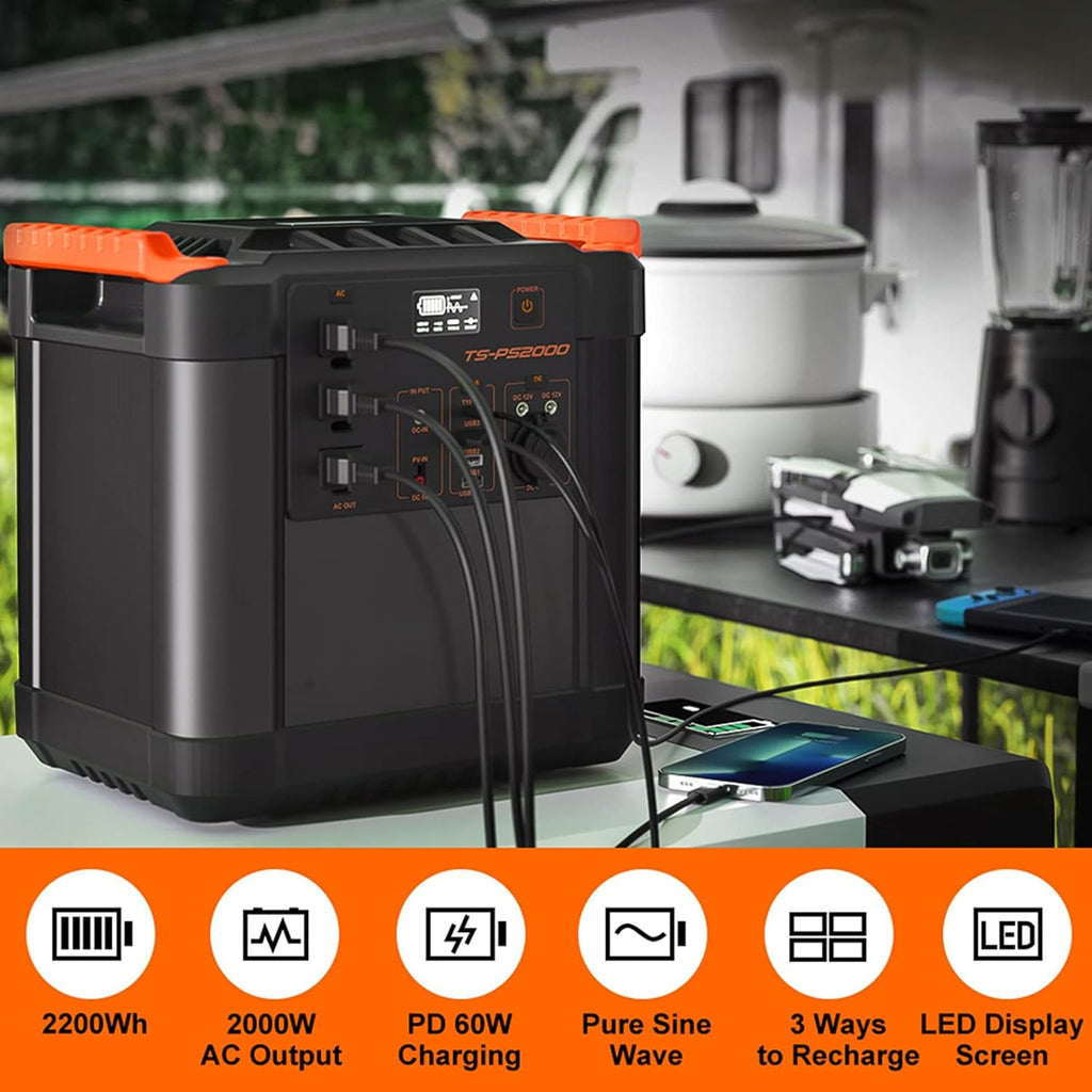 2200Wh Portable Power Station with 3 AC Outlets K398