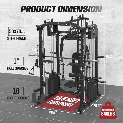 Commercial Smith Machine with Squat Rack and Cable Crossover W62498