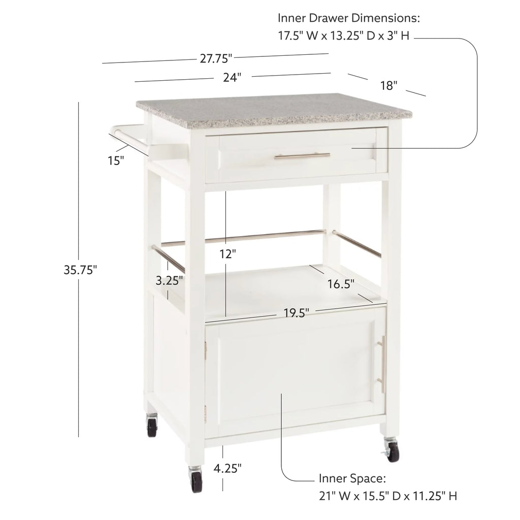 White Wood Kitchen Cart S79449