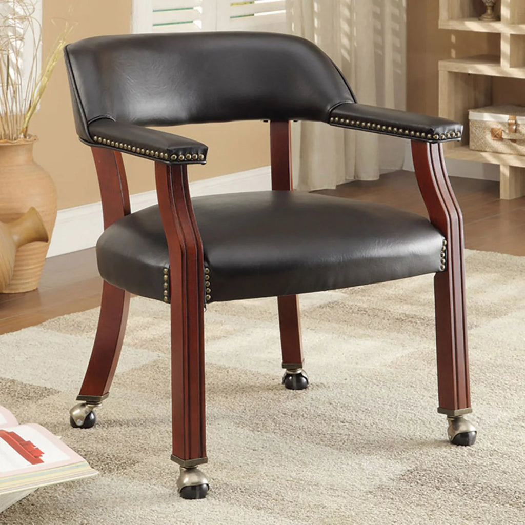 Black Modern Office Chair with Nailhead Trim U567
