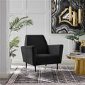 Black Velvet Accent Chair with Gold Tipped Legs N424