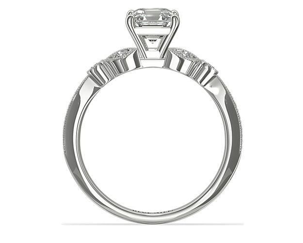 14K White Gold Solitaire Ring with Accents O50036