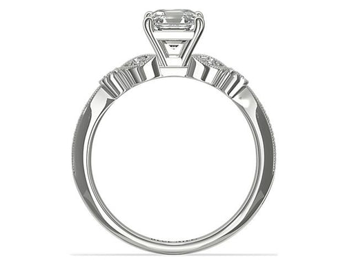 14K White Gold Solitaire Ring with Accents O50036