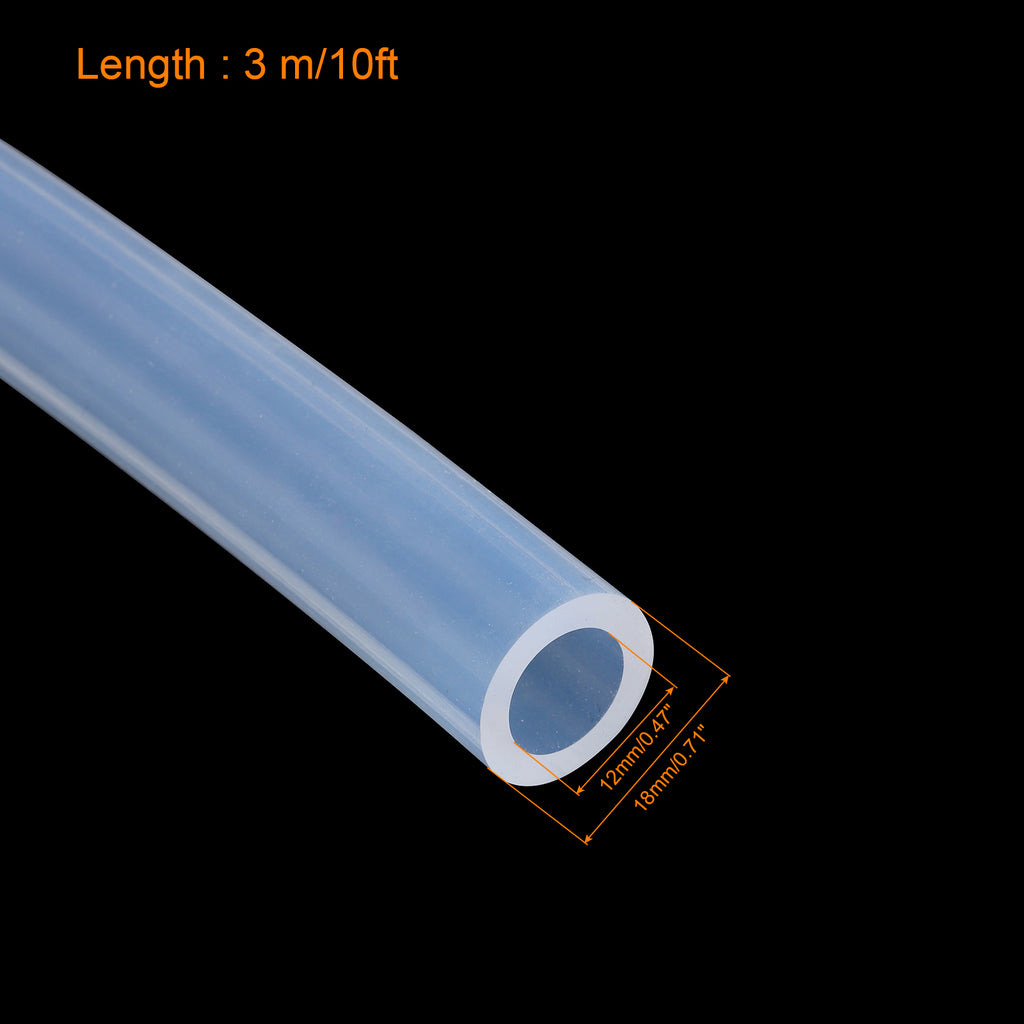 Silicone Rubber Tubing 12mm ID 18mm OD 10ft Clear with Clamp B56050