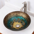 Tempered Glass Bathroom Vessel Sink & Brushed Nickel Faucet Combo W695