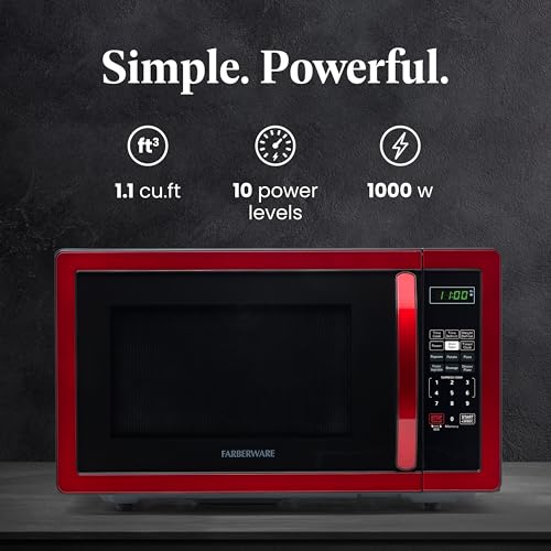 1000 Watts 1.1 cu ft Black Stainless Steel Microwave Oven F245