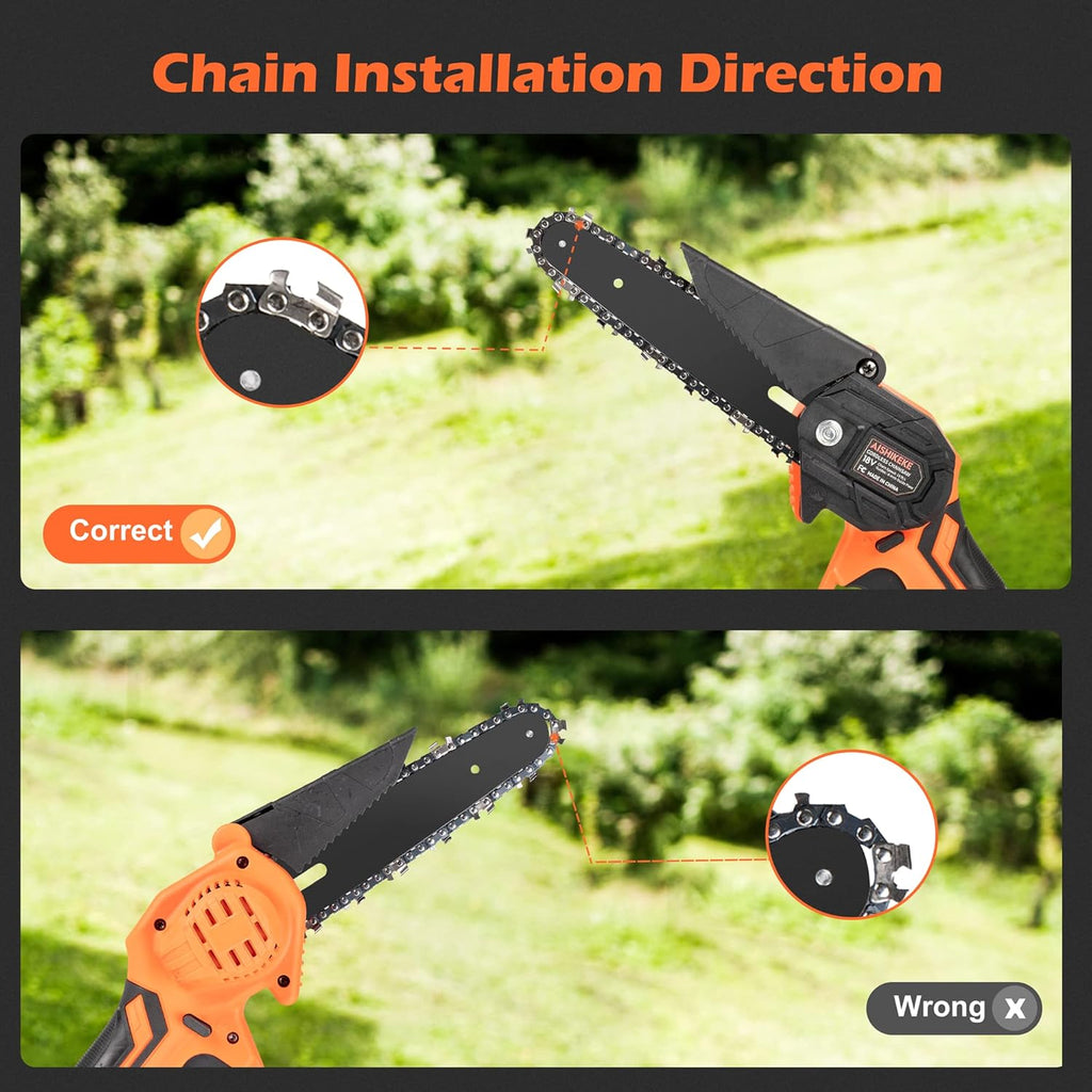 Mini Chainsaw 6 Inch Cordless Pruning Saw with 2 Rechargeable Battery P792103
