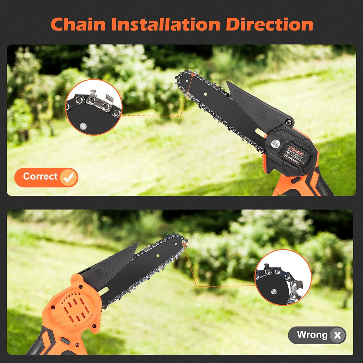 Mini Chainsaw 6 Inch Cordless Pruning Saw with 2 Rechargeable Battery P792103