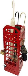 Red Metal Umbrella Stand Rack with Cane Holder K5390