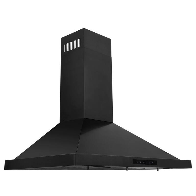 36 in. 400 CFM Ducted Wall Mount Range Hood in Black Stainless Steel P94182