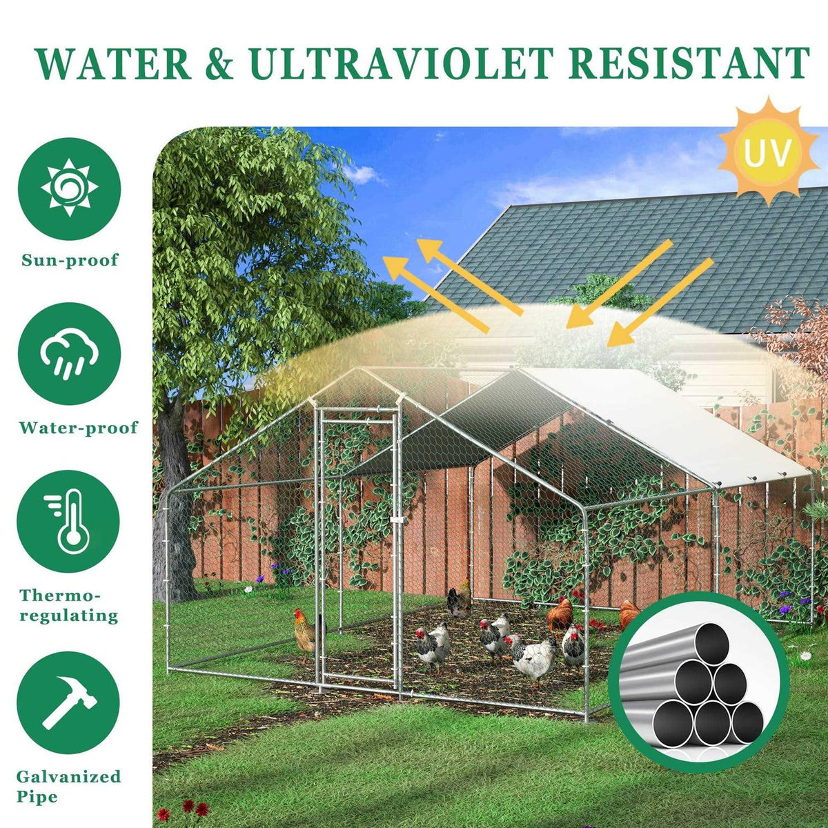Extra Large Metal Chicken Coop with Waterproof and Anti-Ultraviolet L34863