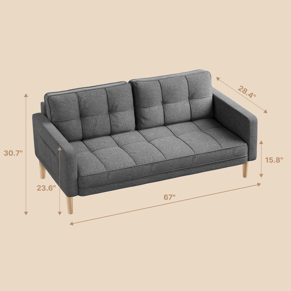 Gray Sofa with Storage Pockets X40973