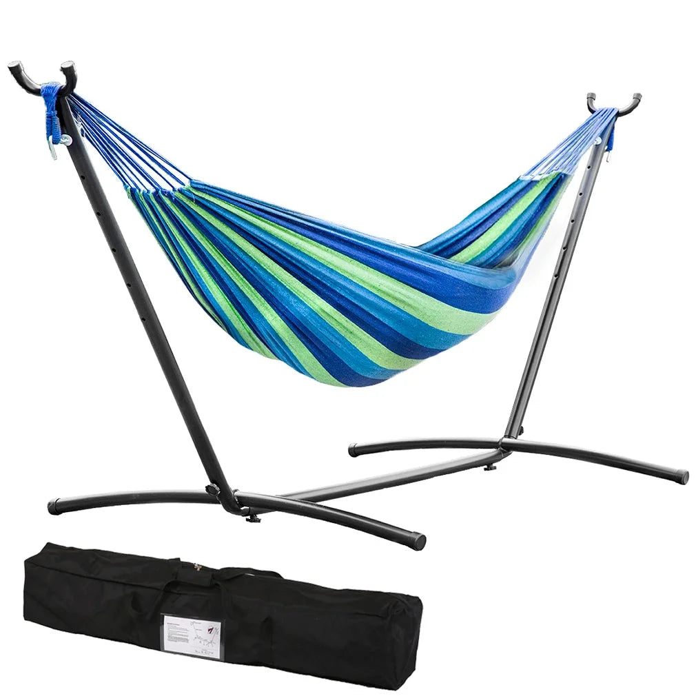 2-Person Portable Hammock with Canvas and Metal Stand Q6535