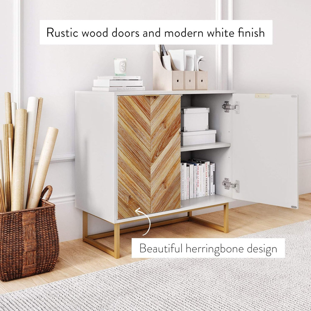 White Free Standing Accent Cabinet with Doors A560
