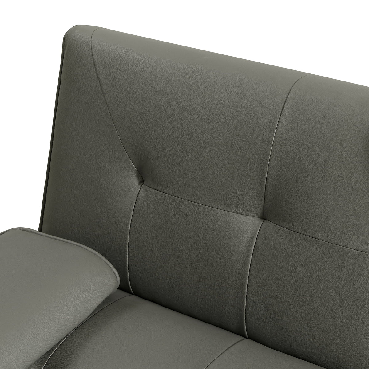 Gray Faux Leather Loveseat Sofa Bed with Cup Holders G547437