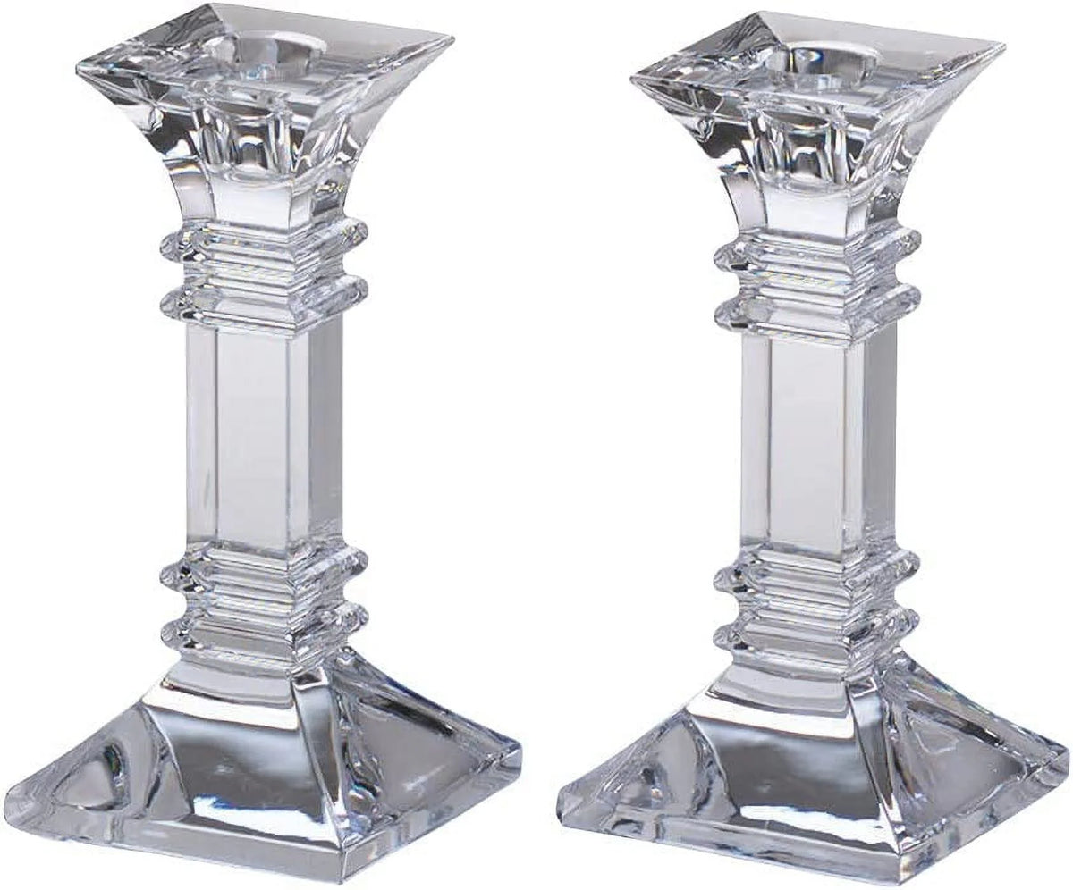 Clear Crystalline Table Candlestick Set of 2 F7135
