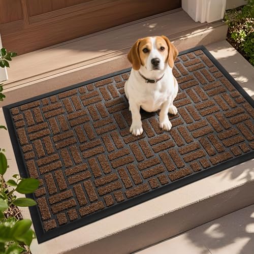 Yellow 36x17 Inches Non-Slip Low-Profile Front Door Mat V9213