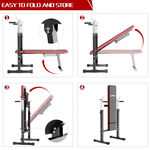 Adjustable Weight Bench Press with Squat Rack Folding Dip Station C221855