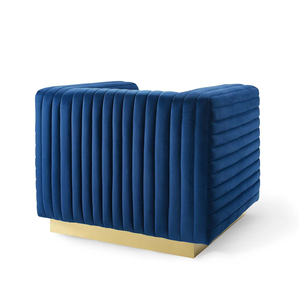 Navy Velvet Accent Armchair R77666