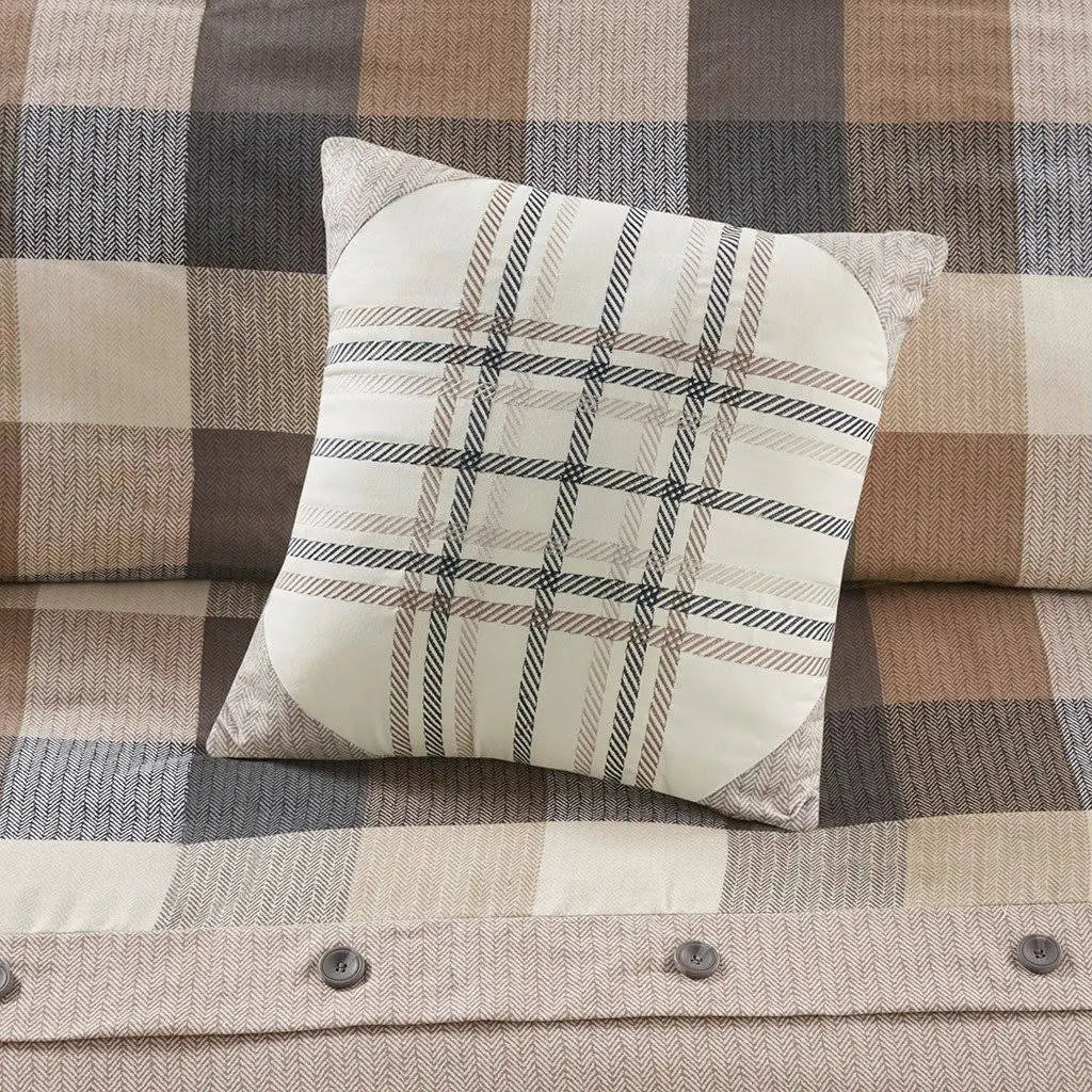 6 Piece Herringbone Duvet Cover Set Red King/Cal King R994459