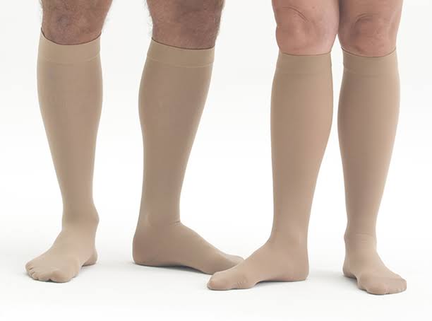 Beige Calf High Closed Toe Compression Stocking C96377