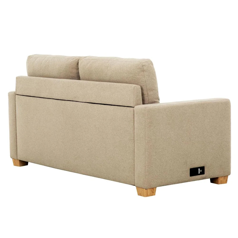 Beige Convertible Full Sleeper Sofa with USB Port T82672