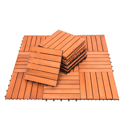 8-Slat Acacia Hardwood Interlocking Deck Tile F119309