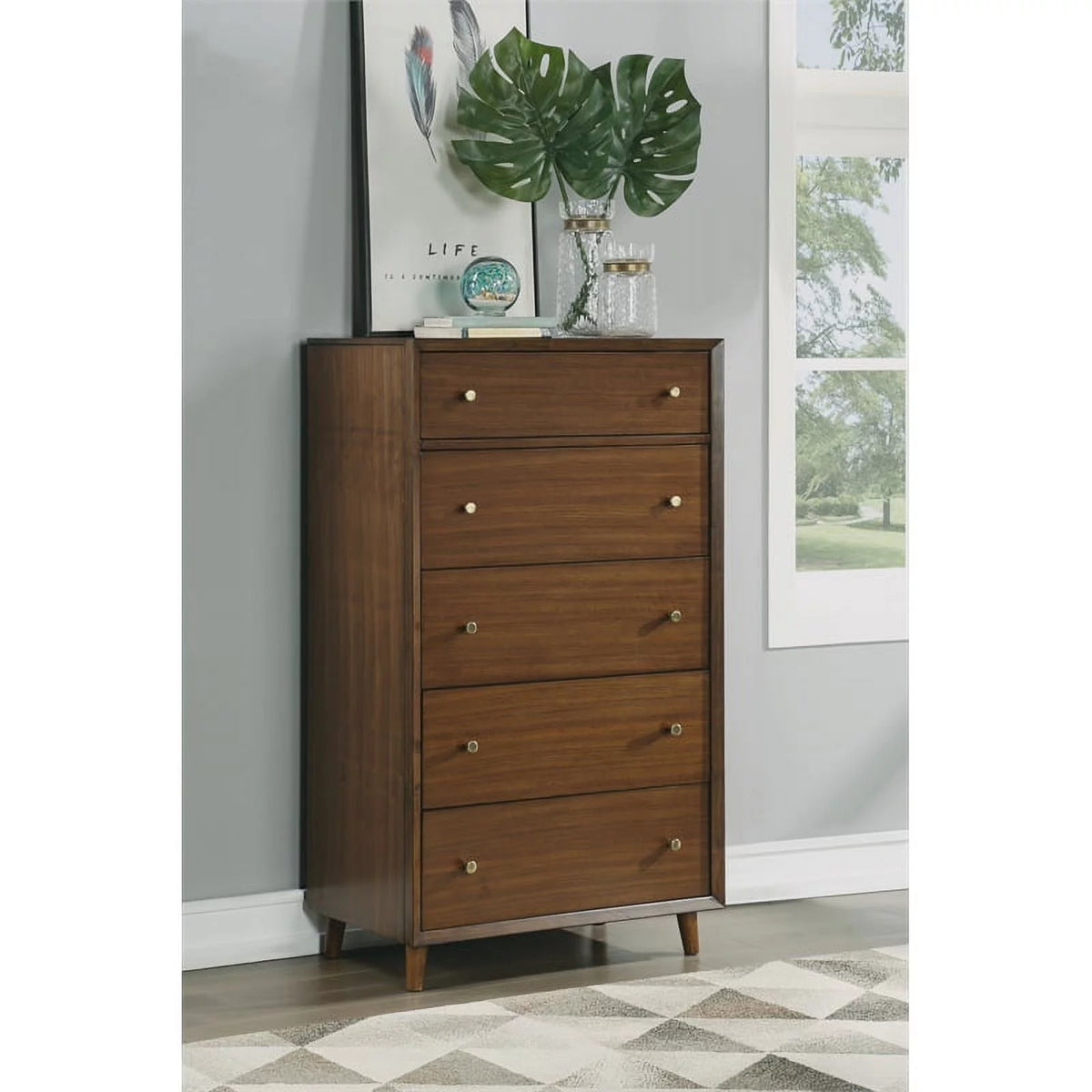 Brown Wooden Drawer Chest V11973