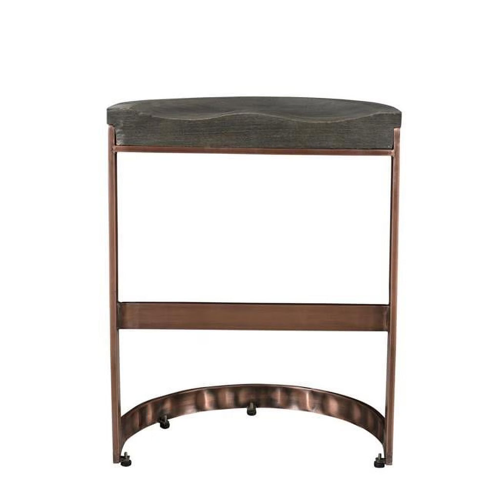 20" Copper Metal Solid Wood Counter Stool O86415