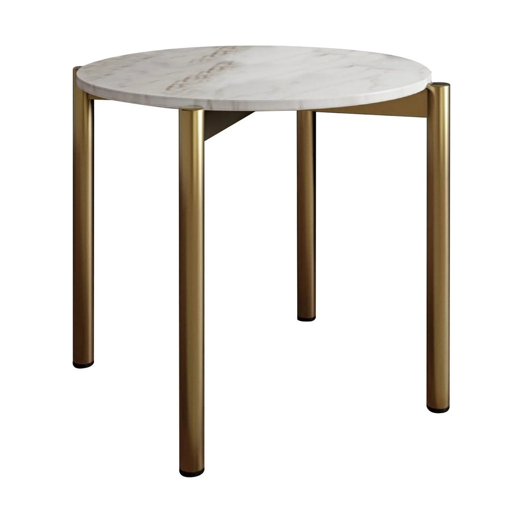 22 Inch Marble Top Metal Legs End Table V507089