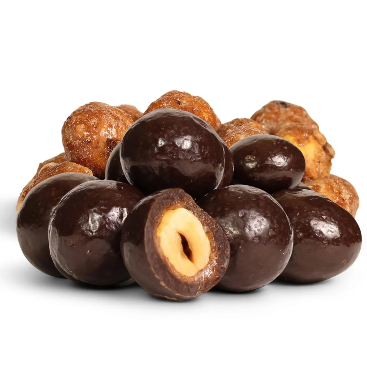Dark Chocolate Covered Toffee Coated Hazelnuts 10 lbs Bulk Bag A423951