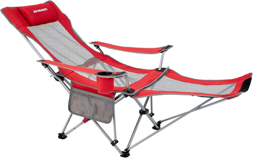 Black Mesh Folding Camping Lounge Chair with Foot Rest Z432941