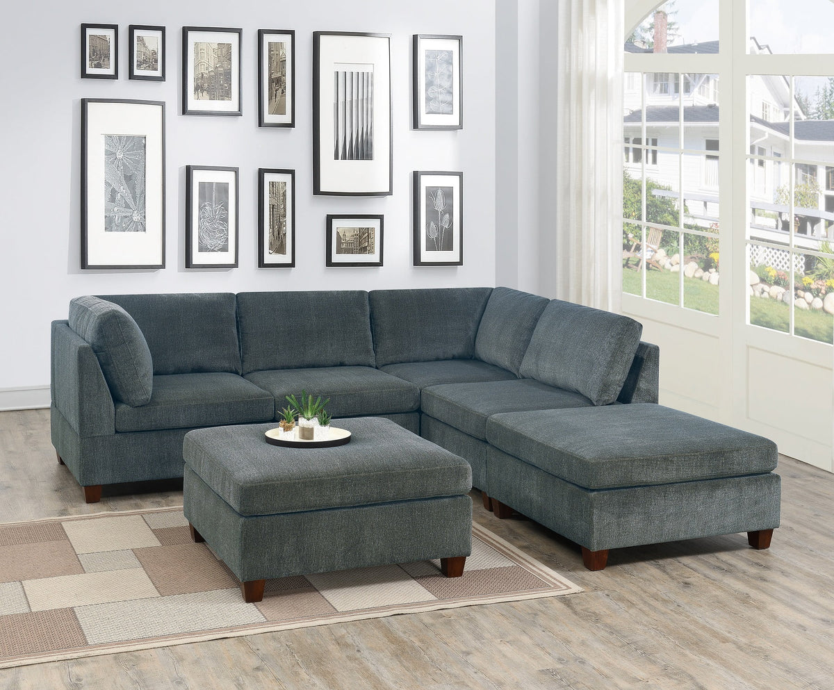 Grey Chenille Modular Sectional 6pc Set S921824