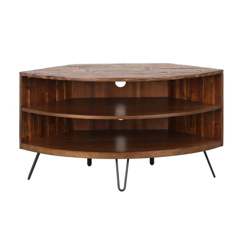 Brown Acacia Wood Corner Media Stand S54238