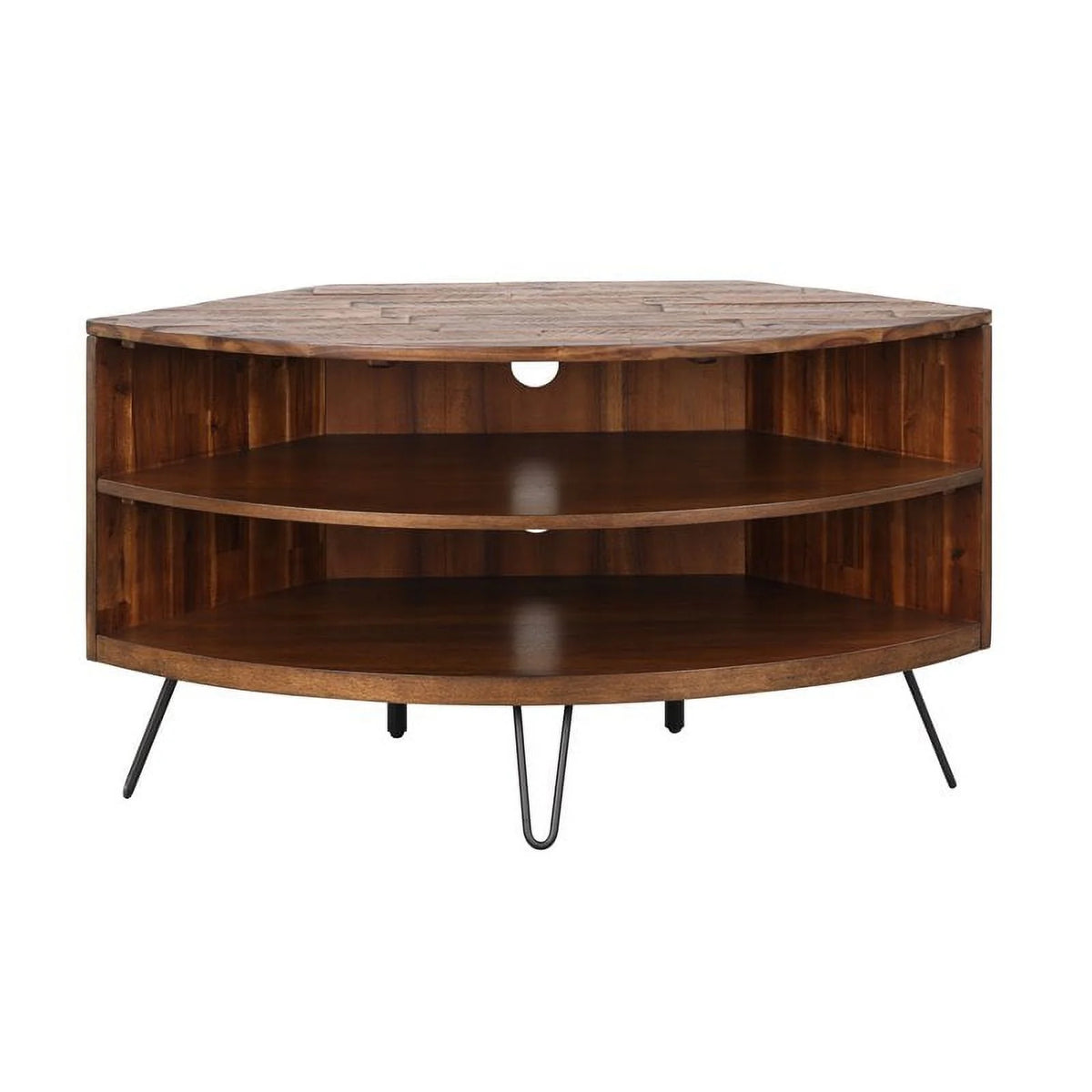 Brown Acacia Wood Corner Media Stand S54238