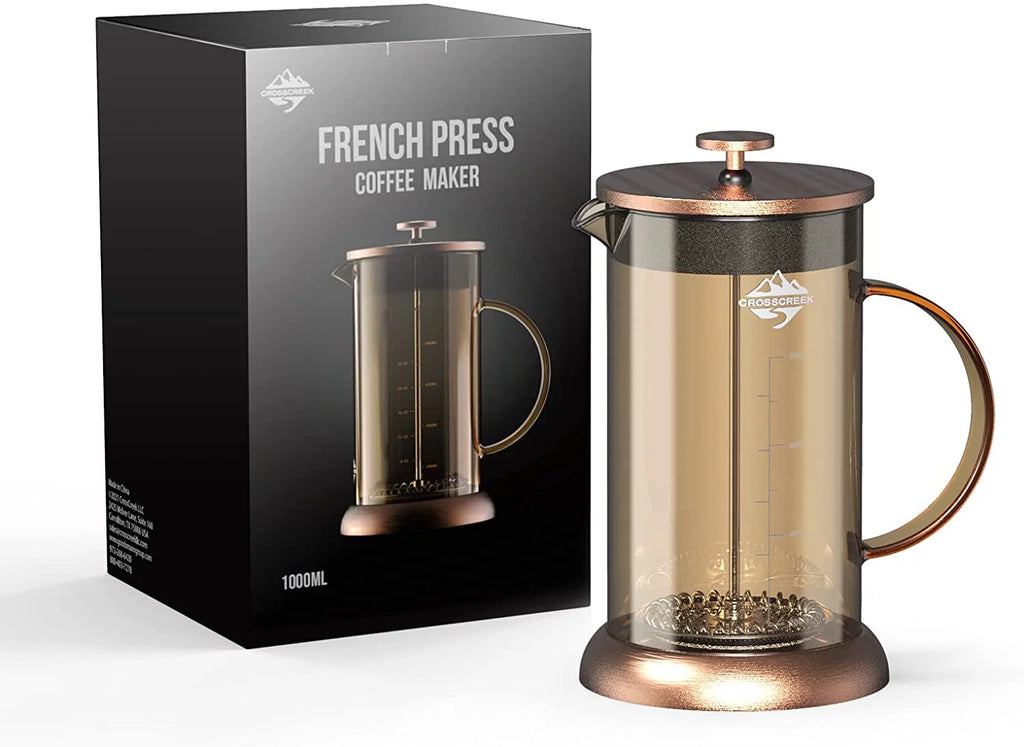 French Press Coffee & Milk Frother 34oz Heat Resistant Borosilicate Glass W523