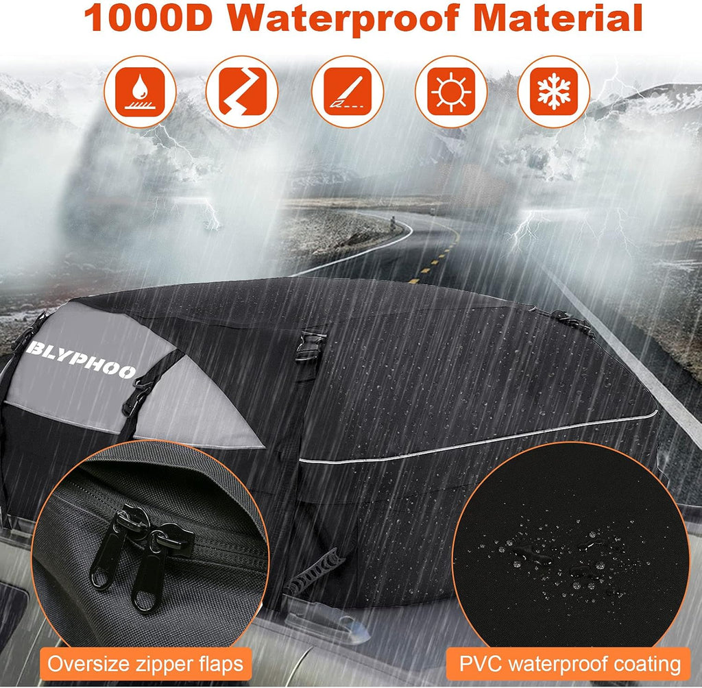 20 Cubic Feet Waterproof Rooftop Cargo Carrier with 8 Reinforced Straps Q985