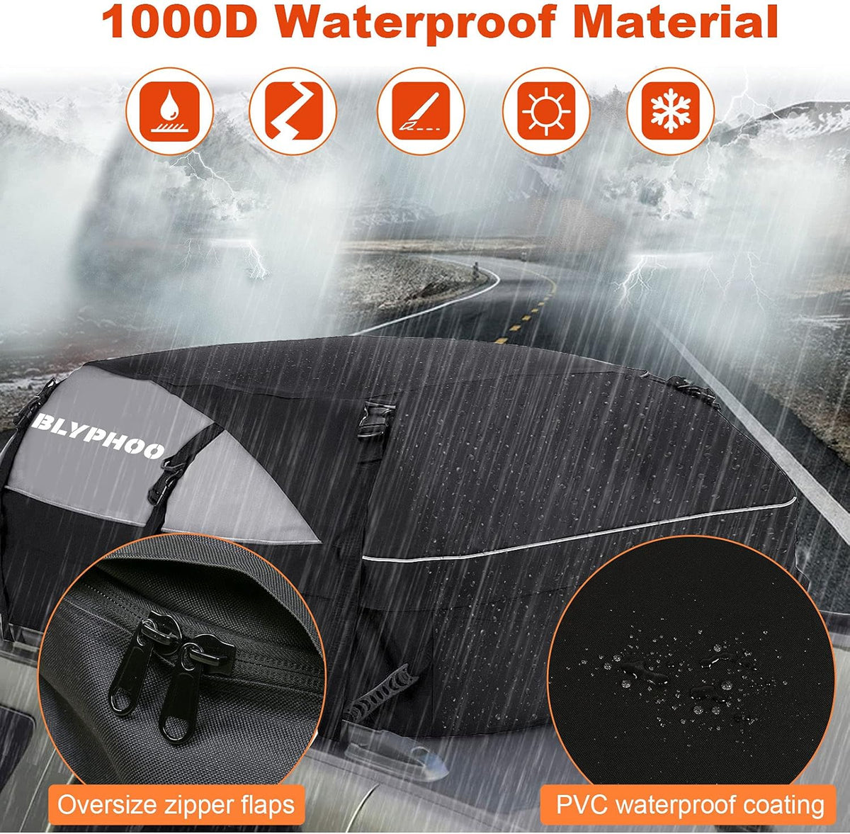 20 Cubic Feet Waterproof Rooftop Cargo Carrier with 8 Reinforced Straps Q985