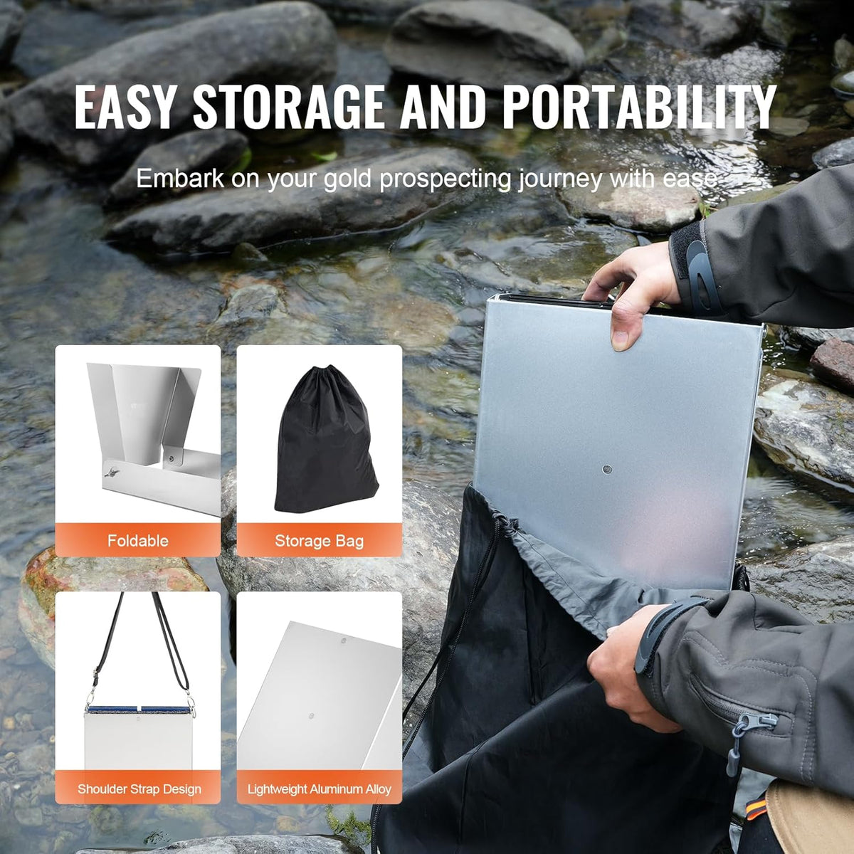23 PCS Folding Aluminum Alloy Gold Sluice Box Kit B693