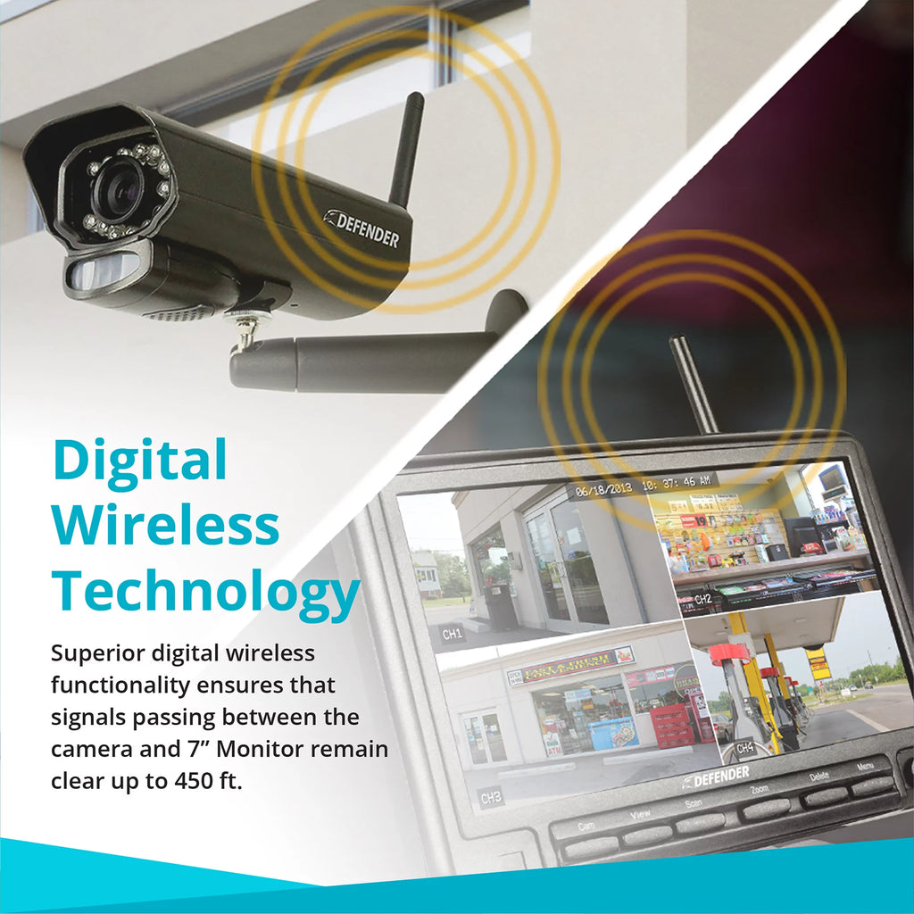 Security Camera System with 7 Display Monitor and 2 Night Vision Cameras, 32GB SD Card Recording T4235