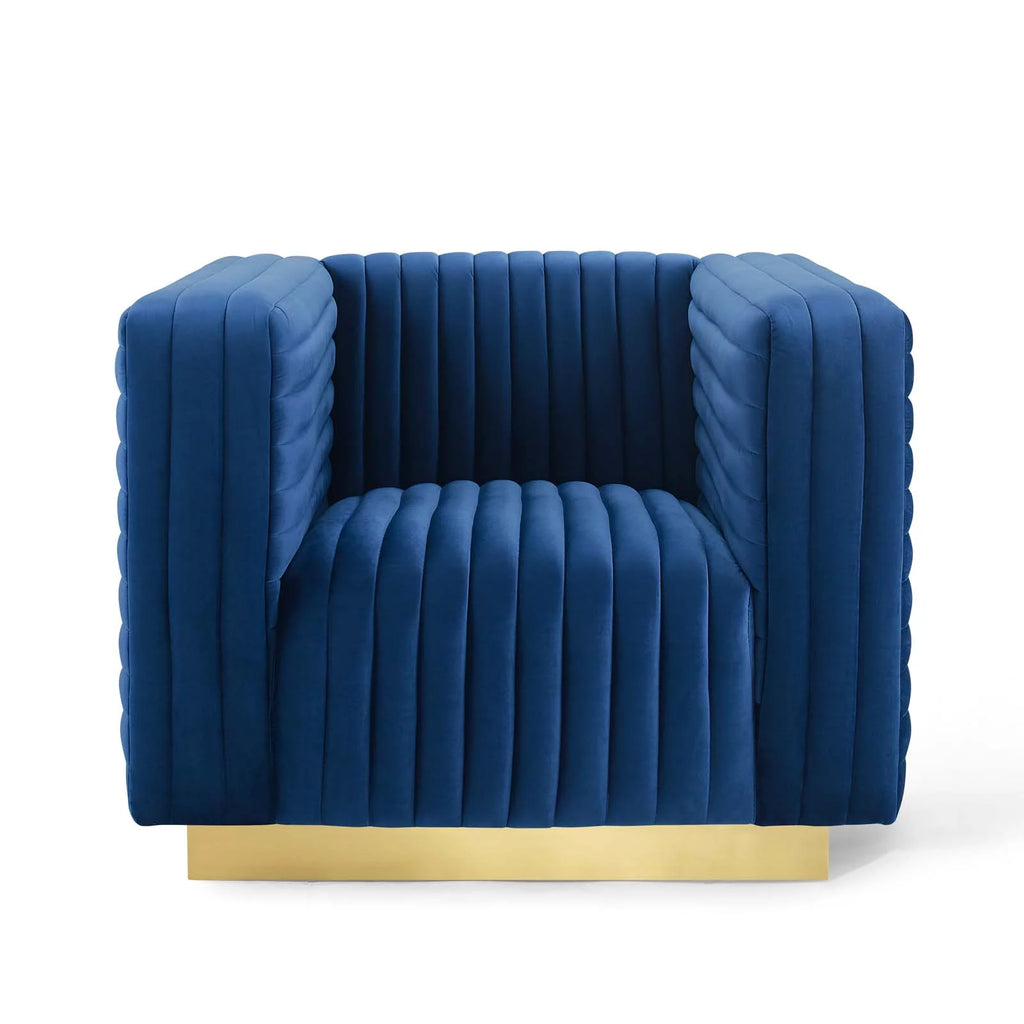 Navy Velvet Accent Armchair R77666