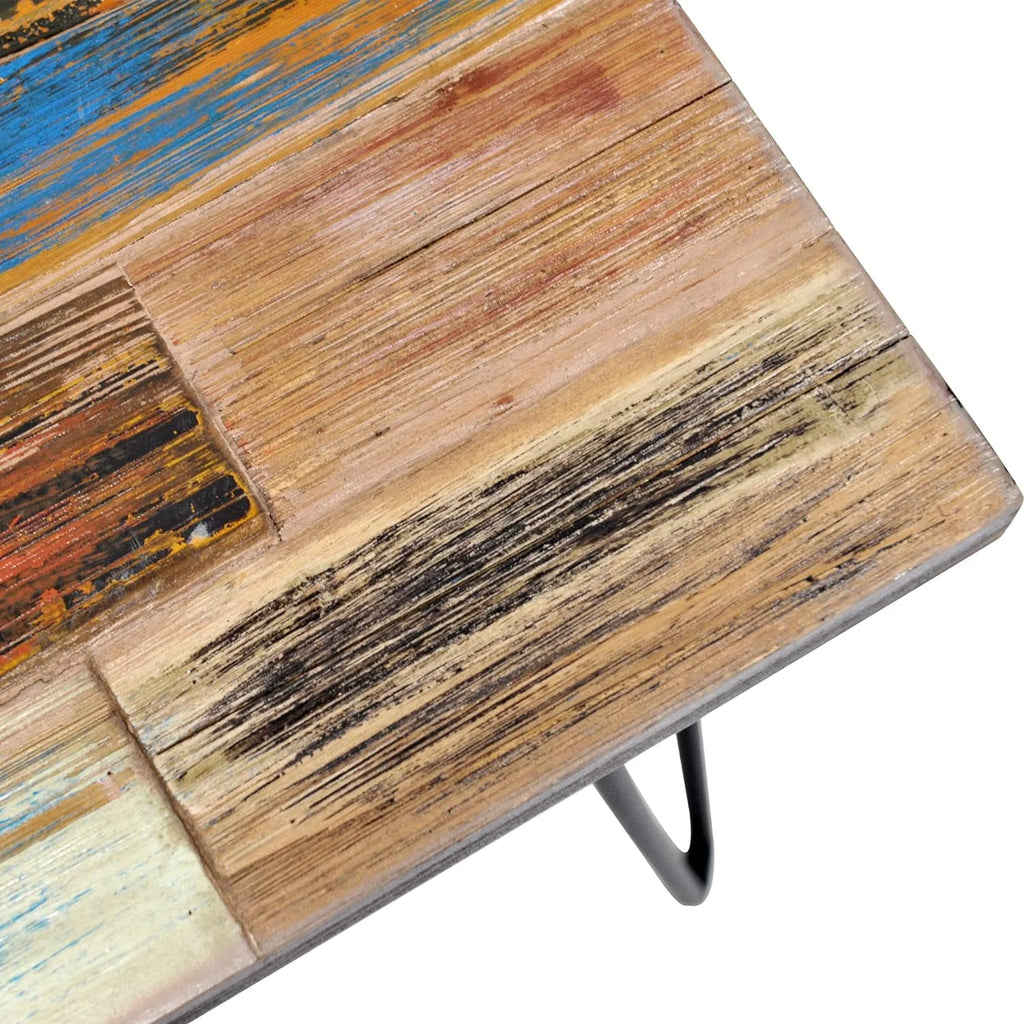 Reclaimed Wood End Table with Hairpin Legs X61975