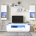 White High Gloss Wall Mounted TV Stand with LED Light Strips D351783